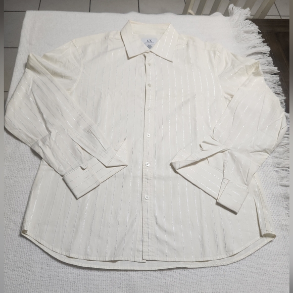 Armani Exchange Men Cream Dress Shirt Size XL - Picture 1 of 7